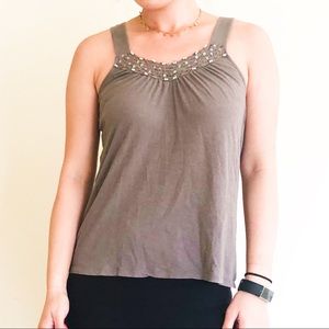 Express Tank Top with Pearl and Sequin Accents